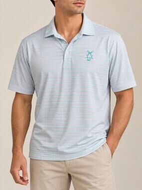 Peter Millar Polo Shirt Mens XL Pink Green Stripe Cotton Korea Golf Short Sleeve